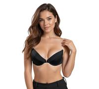 VIVISENCE Eve 1012 Soutien-Gorge Push-Up Dos Nu Bretelles Transparentes Amovibles Femme Top Qualité- Fabriqué en UE, Noir,90F