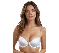 VIVISENCE Eve 1012 Soutien-Gorge Push-Up Dos Nu Bretelles Transparentes Amovibles Femme Top Qualité- Fabriqué en UE, Blanc,90D