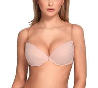 Vivisence Eve 1012 soutien-gorge push-up pour femmes transparent dos nu, amovible sans motif EU, beige,65C