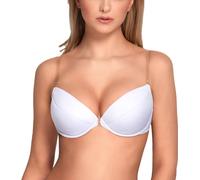 Vivisence Eve 1012 soutien-gorge push-up pour femmes transparent dos nu avec motif amovible, blanc,65E