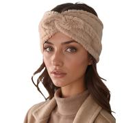 Vivisence Femme Bandeau Maille Duveteuse Avec Torsade Confort Et Chaleur, Beige,Taille Unique