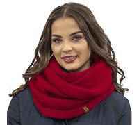 VIVISENCE Femme Echarpe Cache Cou Pour L'automne Et L'hiver Chaud Elegant Confortable Tricot Doux Taille Universelle Modele Polyvalent Ideal Pour Activites Quotidiennes 7103, Rouge,Taille Unique