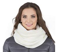 VIVISENCE Femme Echarpe Cache Cou Pour L'automne Et L'hiver Chaud Elegant Confortable Tricot Doux Taille Universelle Modele Polyvalent Ideal Pour Activites Quotidiennes 7103, Écru,Taille Unique