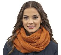 VIVISENCE Femme Echarpe Cache Cou Pour L'automne Et L'hiver Chaud Elegant Confortable Tricot Doux Taille Universelle Modele Polyvalent Ideal Pour Activites Quotidiennes 7103, Orange,Taille Unique