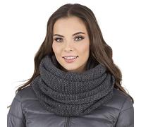 VIVISENCE Femme Echarpe Cache Cou Pour L'automne Et L'hiver Chaud Elegant Confortable Tricot Doux Taille Universelle Modele Polyvalent Ideal Pour Activites Quotidiennes 7103, Gris Foncé,Taille Unique