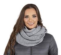 VIVISENCE Femme Echarpe Cache Cou Pour L'automne Et L'hiver Chaud Elegant Confortable Tricot Doux Taille Universelle Modele Polyvalent Ideal Pour Activites Quotidiennes 7103, Gris Clair,Taille Unique