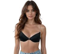 VIVISENCE Femme Soutien Gorge Bretelle Transparent Push Up Invivsible Soutien-Gorge Dos Nu Amovibles Bretelles, Noir,90E