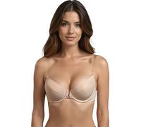 VIVISENCE Femme Soutien Gorge Bretelle Transparent Push Up Invivsible Soutien-Gorge Dos Nu Amovibles Bretelles, Beige,90C