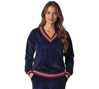 VIVISENCE Femme Sweat-Shirt Coton Encolure en V Perfeit Confort Quotidien 9001, Bleu Foncé,40