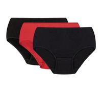VIVISENCE Femmes Slip Souple Taille Haute 4001, (3 Pack) Noir/Rouge/Bleu foncé,44