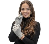 VIVISENCE Gants Pour Femme L'automne Et L'hiver Classiques En Acrylique Modèle Élégant Confortable Et Chaud Parfait Pour Idéal Pour Les Journées Froides Avec Bord Côté, Beige Mélange,Taille Unique