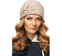Vivisence ladies cap premium elegant winter cap warm and cosy headwear for winter and autumn warm thick knitted cap, classic cap for women, EU, beige, one size fits all