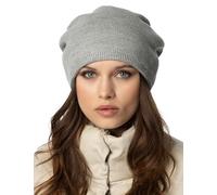 VIVISENCE Le Bonnet pour Femme Automne Hiver Élégant en Laine Et Acrylique avec Zircones Style Classique Pliable À L'arrière Confort Doublé pour l'hiver Et Un Cadeau Parfait, Gris Clair,Taille Unique