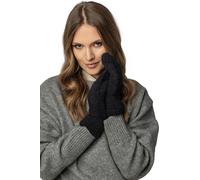 Vivisence Moufles d'hiver élégantes pour femmes à large manchette en fil doux et chaud avec doublure en polaire, idéales pour l'automne et l'hiver, noires, taille unique