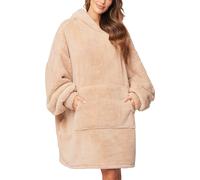 Vivisence Oversize Hoodie Blanket Ladies | Oversize Sweatshirt Cosy Sweater For Women | XXL Pulóver s kapucňou | Zimný sveter 5028, béžová,Jedna veľkosť