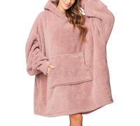 Vivisence Oversize Hoodie Blanket Ladies | Oversize Sweatshirt Cosy Sweater For Women | XXL Pulóver s kapucňou | Zimný sveter 5028, ružová,Jedna veľkosť