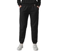 VIVISENCE Pantalon De Survêtement Femme Confortable Ceinture Élastique Poignets Côtelés Poches Latérales Tissu Doux Coton Mélangé pour Détente Maison Sport Look Quotidien 9104, Noir,44