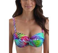 VIVISENCE Soutien Gorge De Bain Femme Balconnet avec Armatures Et Coques Rembourrées Bretelles Amovibles Fermeture Dos Maintien Galbant Résistant Piscine Été, Tropicale,100C