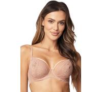 VIVISENCE Soutien-Gorge Dentelle Non-Rembourré Élastique avec Baleines Bretelles Réglables Bonnets en Maille Stable Décor Dentelle pour Un Maintien Élégant Et Confort Optimal, Beige,100E