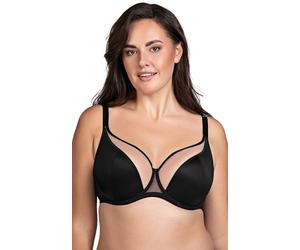 VIVISENCE Soutien-Gorge Doux Et Élégant Bonnet en Maille Bas Lisse Bretelles Réglables sans Baleines Latérales Maintien Optimal Et Confort Quotidien, Noir,90L