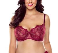 VIVISENCE Soutien Gorge Femme Dentelle À Armatures Confort Naturel Et Maintien, Bordeaux,100E