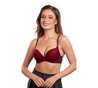 VIVISENCE Soutien-Gorge Push-Up Femme Exceptionnel en Microfibre avec Bonnets Thérmoformés Double Rembourrage Bretelles Réglables Et Baleines Latérales pour Un Confort Optimal 1041, Bordeaux,90A