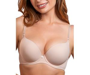 VIVISENCE Soutien-Gorge Push-Up Femme Exceptionnel en Microfibre avec Bonnets Thérmoformés Double Rembourrage Bretelles Réglables Et Baleines Latérales pour Un Confort Optimal 1041, Beige,80C