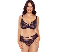 Vivisence Soutien-gorge souple pour femme Dentelle Bretelles filet Nœud Lingerie 1061, Noir, 85D