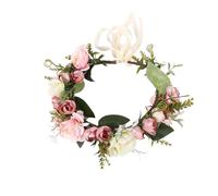 Vivivalue Couronne de fleurs de rose pour cheveux - Couronne florale - Halo - Avec ruban - Pour fête de mariage - Photos