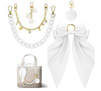 VIVIWI Lot de 5 porte-clés tendance en forme de nœud avec perles et boules en peluche pour sac et décoration