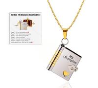 VIVIZEN Collier réglable en or 18 carats gravé avec 6 pages, cadeau personnalisé pour fils de la part des parents