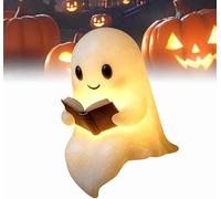 VIVIZEN Ghost Reading Night Light - Lampe décorative LED 3D Halloween pour les amateurs de livres, hauteur 15 cm