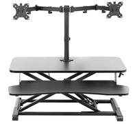 VIVO Convertisseur de Bureau Debout Réglable en Hauteur de 32 Pouces avec Support Double Moniteur de 13 à 30 Pouces, Support d'Écran Assis-Debout et Rehausseur de Bureau, Noir, DESK-V000K-M2