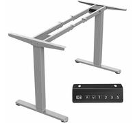VIVO DESK-E-200G Cadre de bureau assis-debout électrique, contrôleur de mémoire à double moteur, réglage de la hauteur, cadre uniquement, gris, DESK-E-200G
