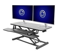 VIVO DESK-V036KB Convertisseur de bureau 91,4 cm, rehausseur assis-debout réglable, poste de travail pour double moniteur et ordinateur portable, plateau large pour clavier