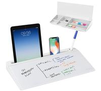 VIVO DESK-WB16A Tableau blanc en verre effaçable à sec avec rangement, compartiments cachés et fente pour appareil, 40,6 x 17,8 cm