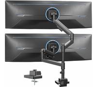 VIVO Double bras de moniteur ultra large avec poteau, écrans de 57" jusqu'à 27 kg, support de bureau pour TV et moniteur conçu pour Samsung Odyssey Ark, Neo G9, ViewFinity S9, et plus encore, noir