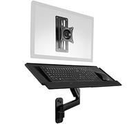 VIVO MOUNT-VWKB1 Support mural pour écran simple avec bras pneumatique et plateau de clavier réglable en hauteur, VESA max 100 x 100 mm, noir