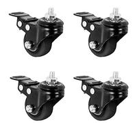 VIVO PT-ST-015C Lot de 4 roulettes filetées de verrouillage M8 pivotantes, base en caoutchouc, frein, utilisées pour cadres de bureau debout, supports TV, chariots et plus encore