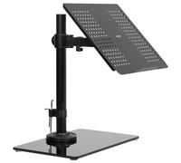 Vivo Stand de bureau d'ordinateur portable unique Livo avec un bras reglable de base en verre elegant avec plateau de cahier ventile s'adapte jus