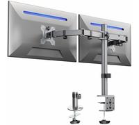 VIVO STAND-V002-GY Support de bureau pour deux moniteurs, en acier entièrement réglable, peut contenir 2 écrans d'ordinateur jusqu'à 30” et un maximum de 10 kg chacun, gris