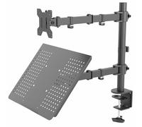 VIVO STAND-V002C Support de Bureau entièrement réglable pour écran d'ordinateur et Ordinateur Portable de 13 à 32" avec Option œillet, Convient aux Ordinateurs Portables jusqu'à 17" Noir