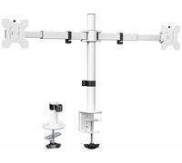 Vivo STAND-V002EW Support de Bureau pour écran LCD LED de 53,3 à 81,3 cm, Robuste, Bras télescopiques réglables, Installation Murale encastrée, Convient à 2 écrans, Blanc