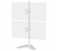 VIVO STAND-V002LW Support de bureau pour double écran LCD sur pied en position verticale empilée 2 écrans ultra-larges jusqu'à 34", blanc