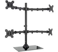 Vivo Noir Support de Quad Monitor Desk Stand réglable sur Pied Heavy Duty Base en Verre | Peut contenir Quatre (4) Les écrans jusqu'à 68,6 cm (Stand-v004fg)