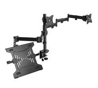 VIVO STAND-V013L Support pour écran double + ordinateur portable de 13 à 27 pouces et ordinateur portable de 10 à 15,6 pouces, visualisation triple écran, bras articulés, noir