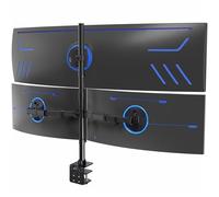 VIVO STAND-V103T Support de bureau extra haut pour écrans jusqu'à 49" sur support central et écrans de 27" sur supports latéraux, peut supporter jusqu'à 20 kg, noir