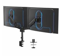 VIVO Support à Double Bras pour écrans de 17 à 32" - Réglage pneumatique de la Hauteur, Inclinaison articulée complète, pivotant, Support VESA Robuste avec Pince en C de Bureau et œillet Option