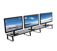 VIVO Support de moniteur extra long de 140 cm, rehausseur de bureau en bois et acier, multi-écrans, TV, clavier, ordinateur portable, organiseur ergonomique de bureau et de table, noir, STAND-V000D5