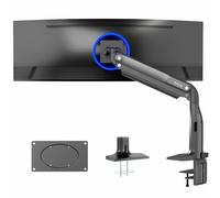 VIVO Support de moniteur ultra large en aluminium, classique, convient aux écrans d'ordinateur jusqu'à 49", bras pneumatique articulé unique, pince en C et œillet de bureau, VESA max 200 x 100, noir,